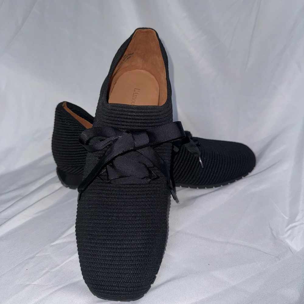 L’Amour Des Pieds Black Woven Stretch Fabric Casual Sneakers Women Sz 10 M